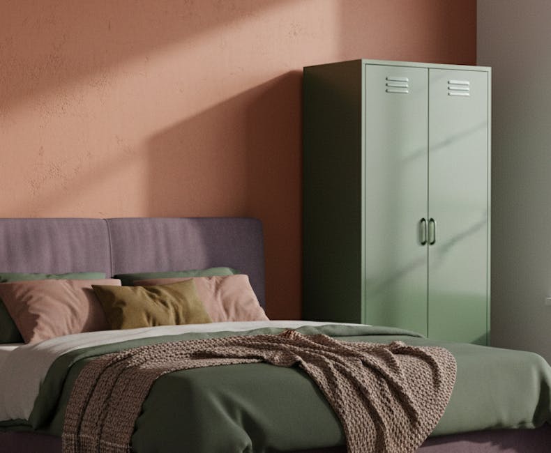 Olijfgroene kleding lockerkast Finn op slaapkamer