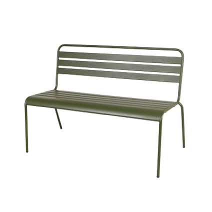 Olijfgroene metalen tuinbank Max