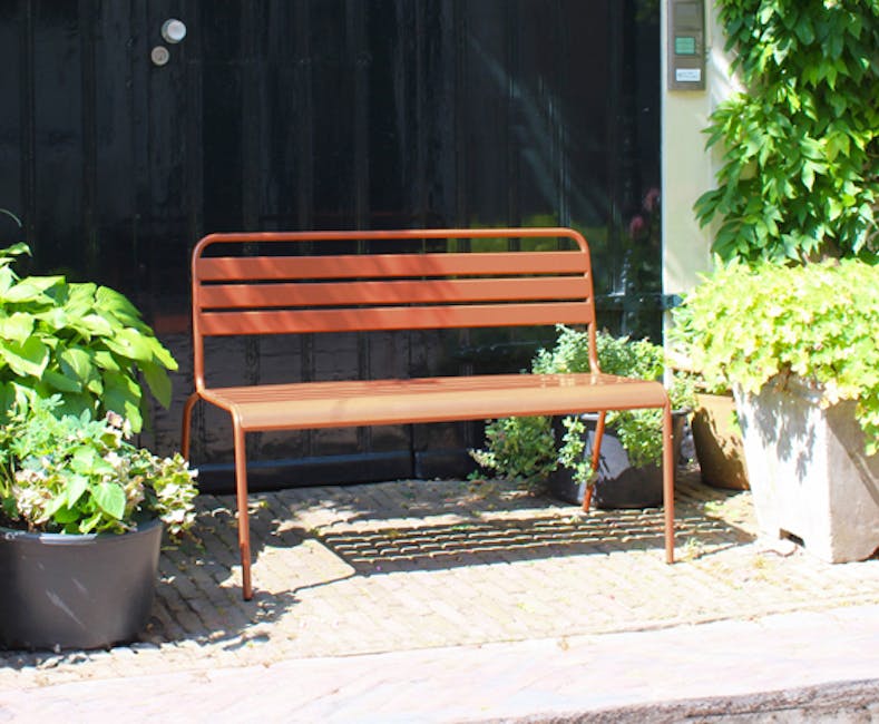 Metal garden bench Max in the sunshine