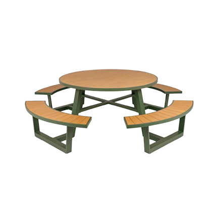 Ronde Bermuda picknicktafel olijfgroen