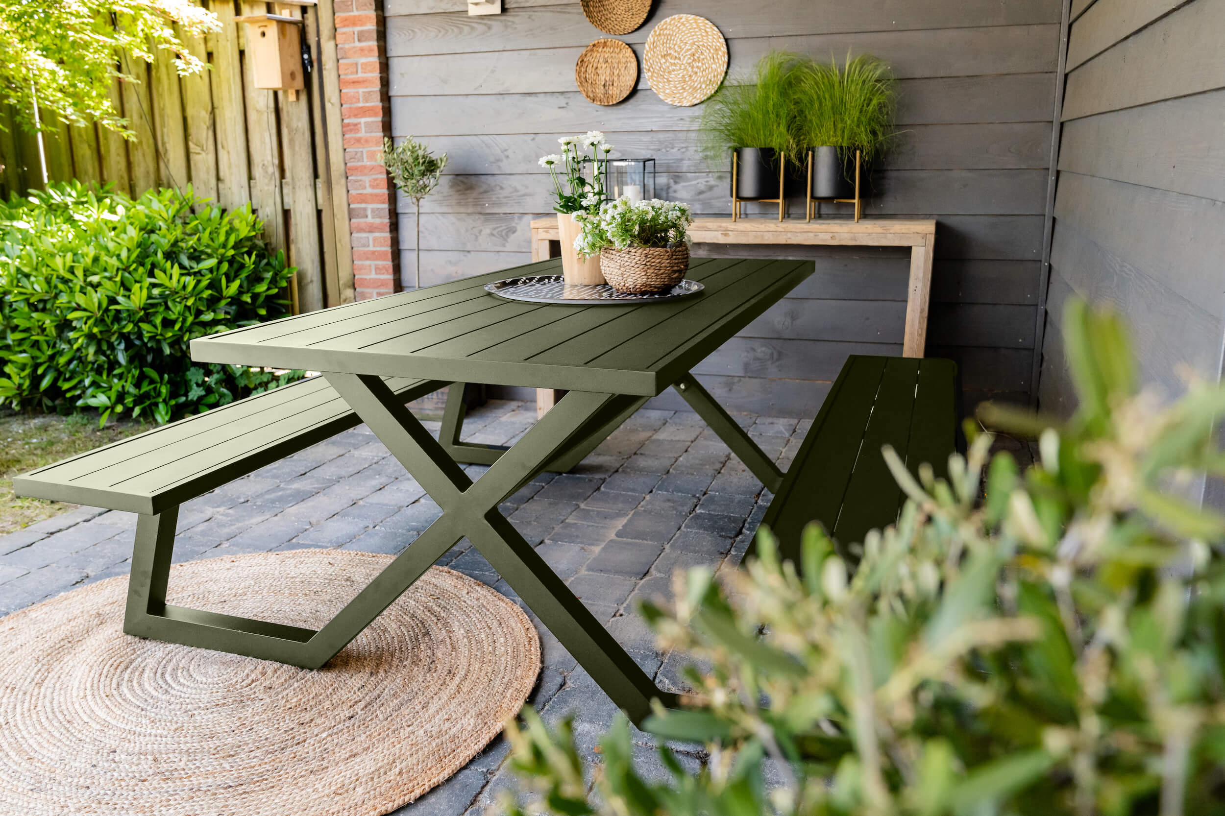 Luxe olijfgroene picknicktafel Dex MaximaVida