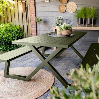 Luxury olive green picnic table Dex MaximaVida