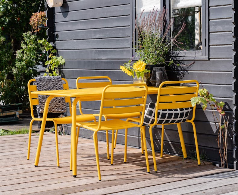 Ochre yellow Max garden set at holiday home