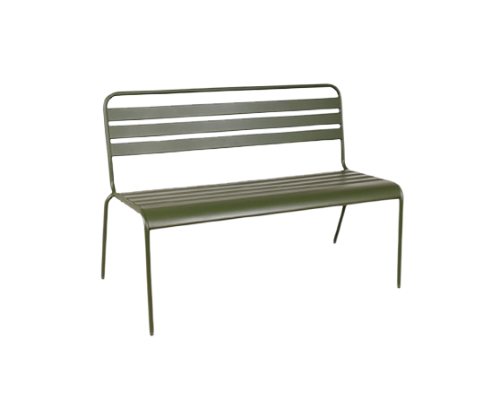 Olijfgroene metalen tuinbank Max