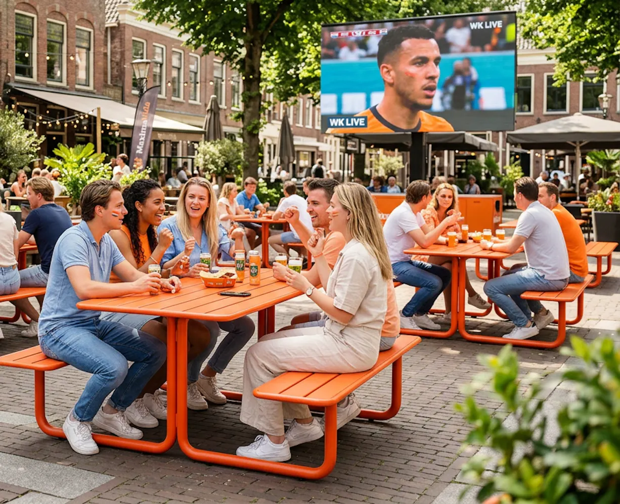 Watch the World Cup together on the terrace