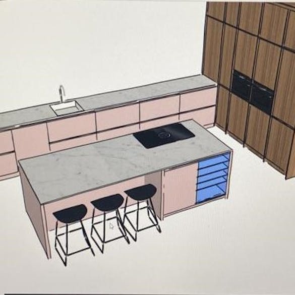 tekening van de keuken