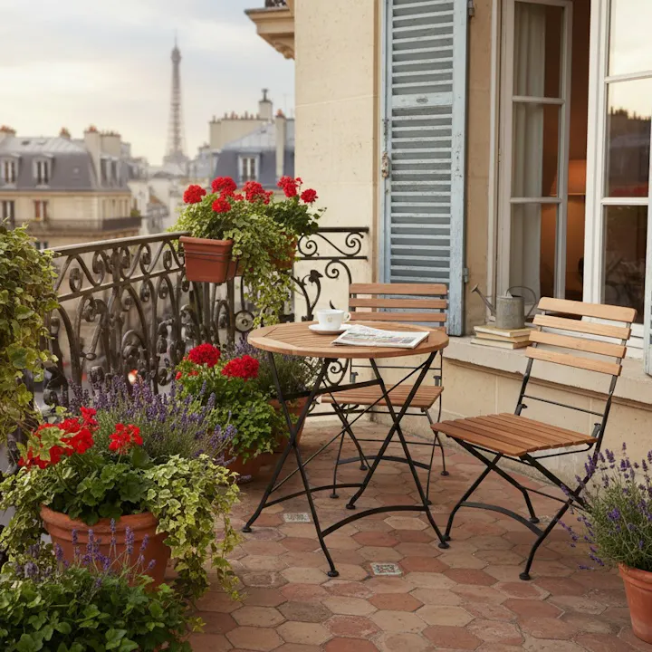 Zwarte bistroset Toscana op balkon