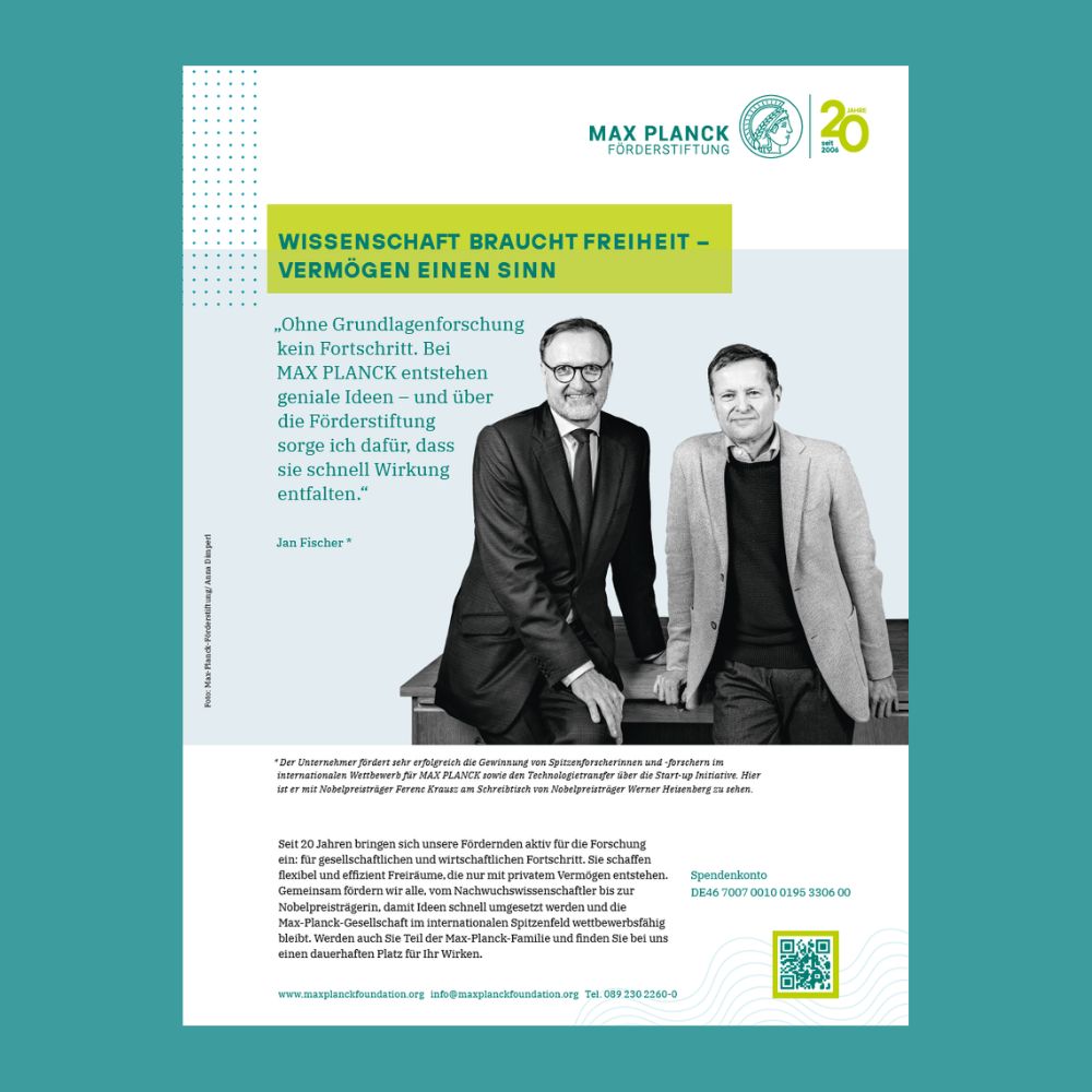 Anzeige MaxPlanckForschung mit Jan Fischer und Ferenc Krausz