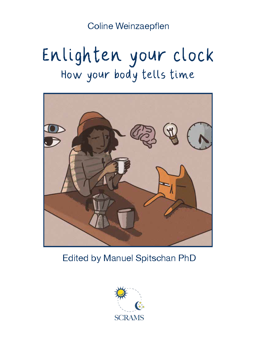 Cover des Comics "Enlighten your clock" von Coline Weinzaepflen, herausgegeben von Manuel Spitschan.