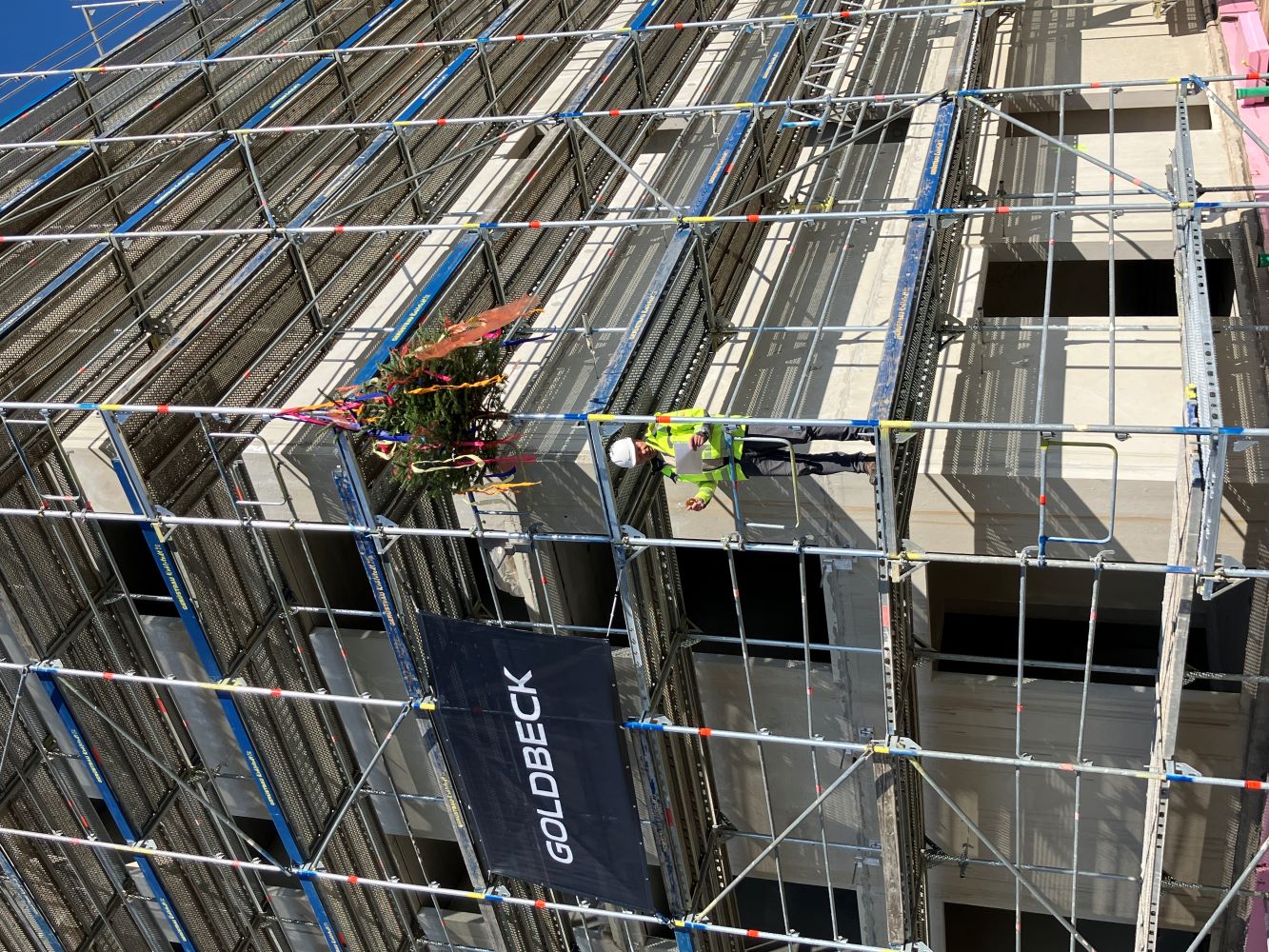 Die Außenansicht des Gebäudes, das in Göttingen gebaut wird