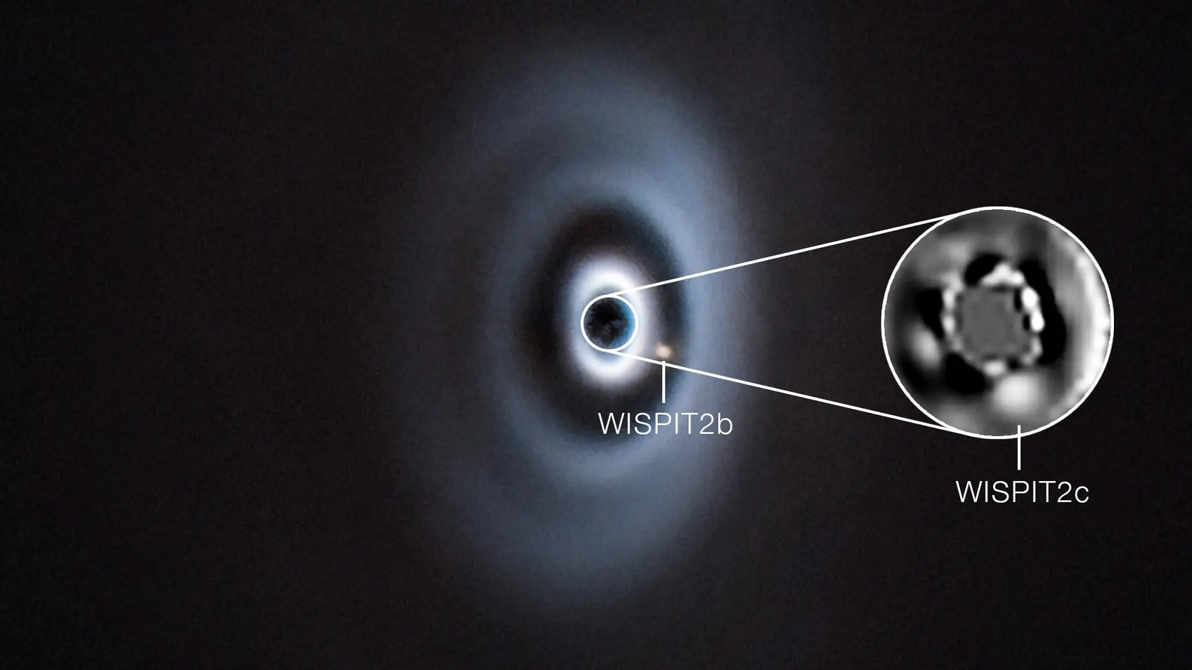 Aufnahme eines entstehenden Planetensystems um den Jungen Stern Wispit 2