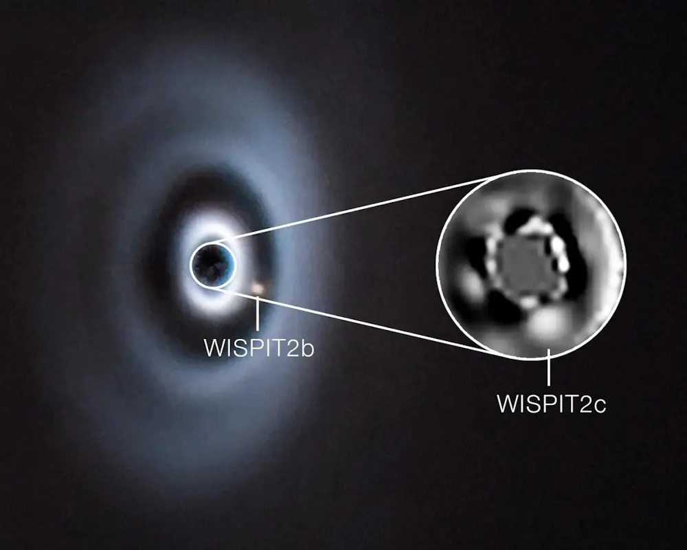 Aufnahme eines entstehenden Planetensystems um den Jungen Stern Wispit 2 | ©ESO/C. Lawlor, R. F. van Capelleveen et al. Aufnahme eines entstehenden Planetensystems um den Jungen Stern Wispit 2