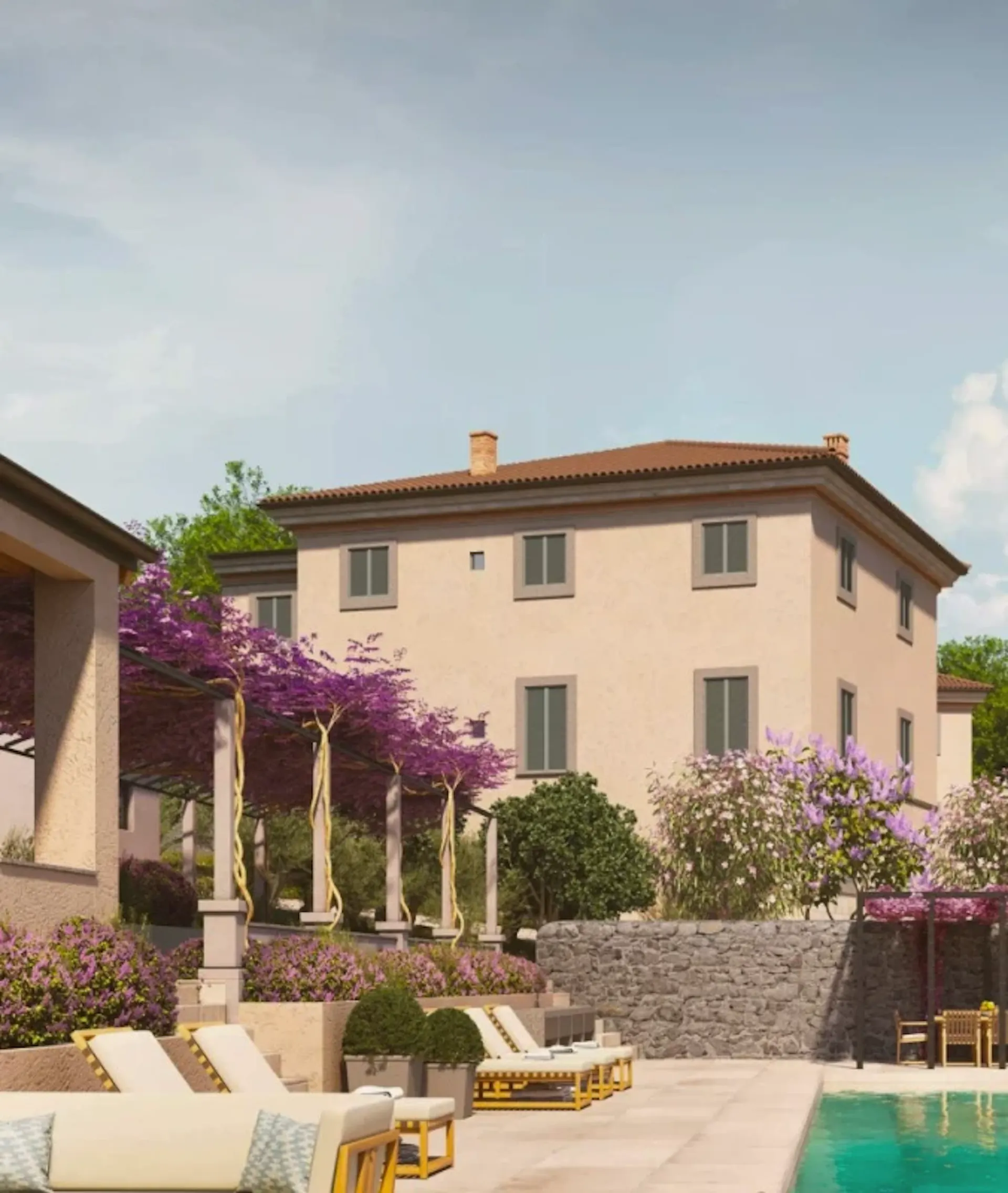 Photo of a villa with a pool.