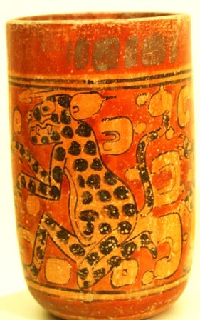 Jaguar with spots, painted on ancient pottery