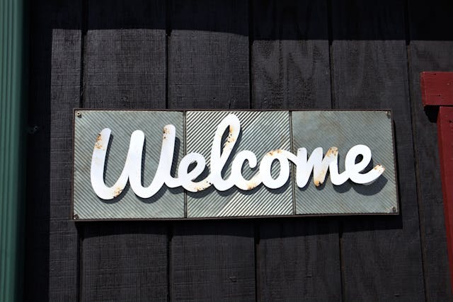 white led light signage welcome