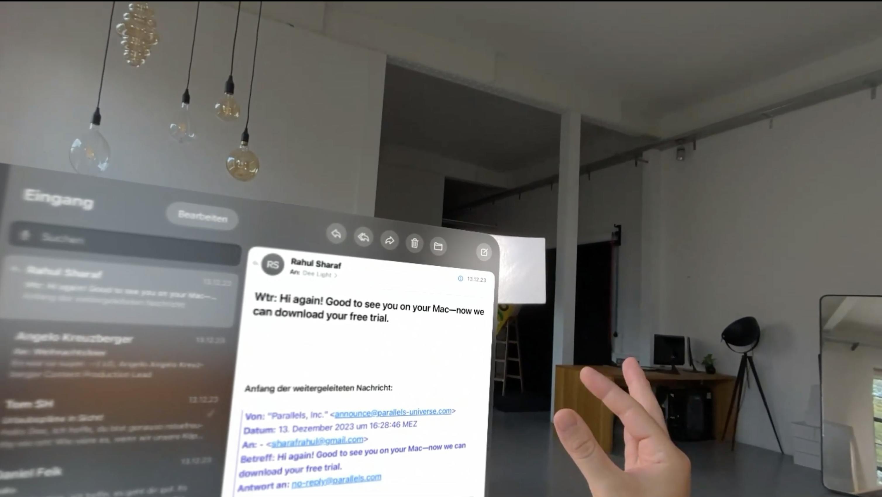 Apple Vision Pro Email App