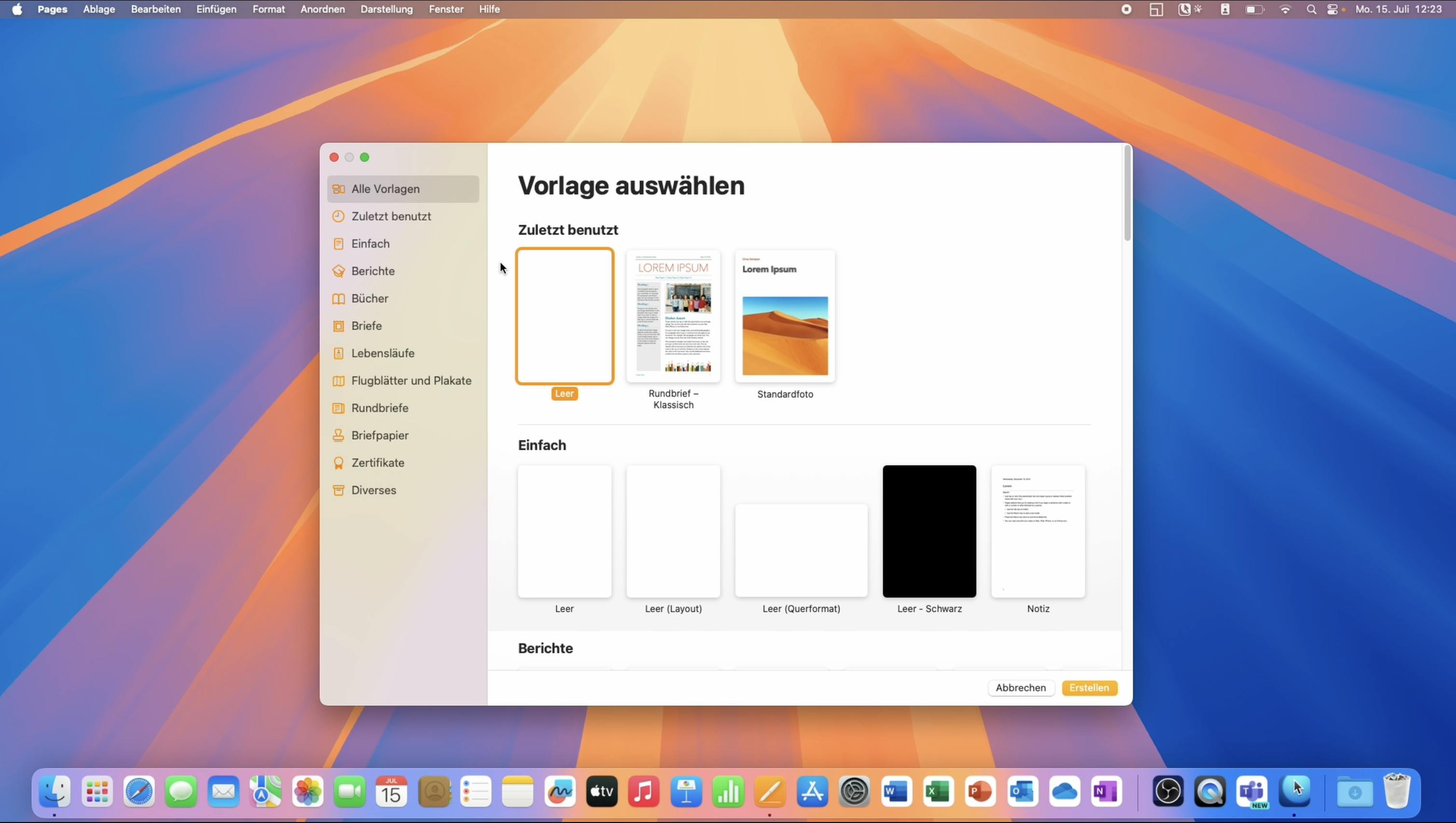 Pages Grundlagen Leeres Dokument erstellen