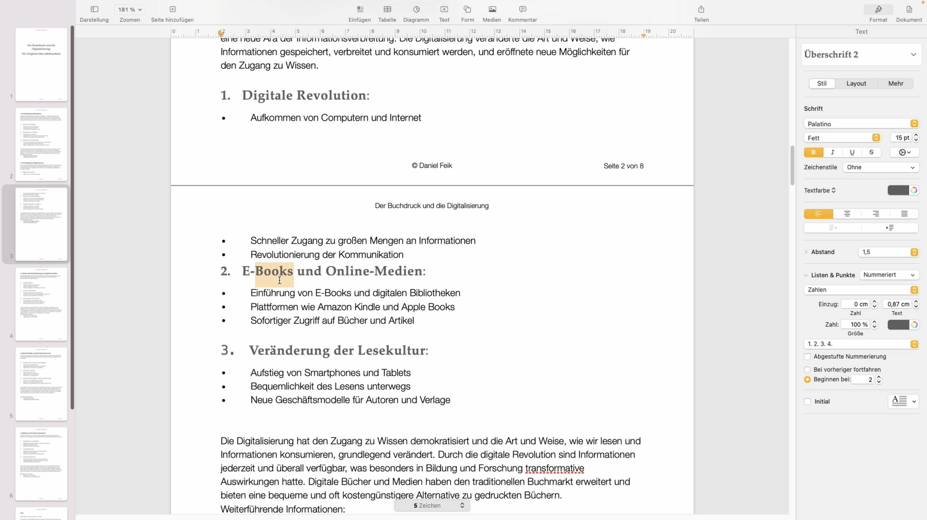 Pages Grundlagen Listen und Aufzählungen