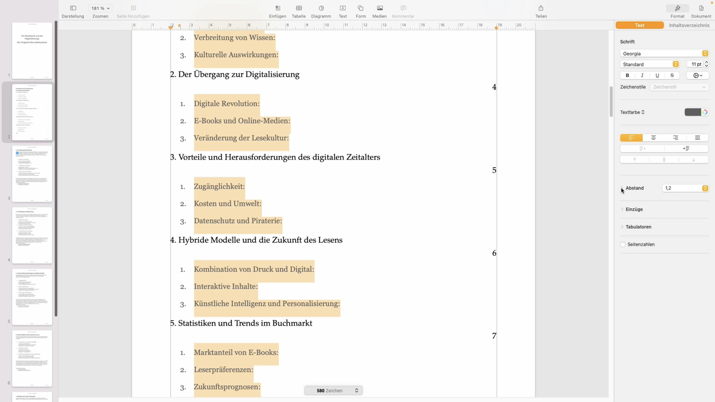 Pages Grundlagen Inhaltsverzeichnis