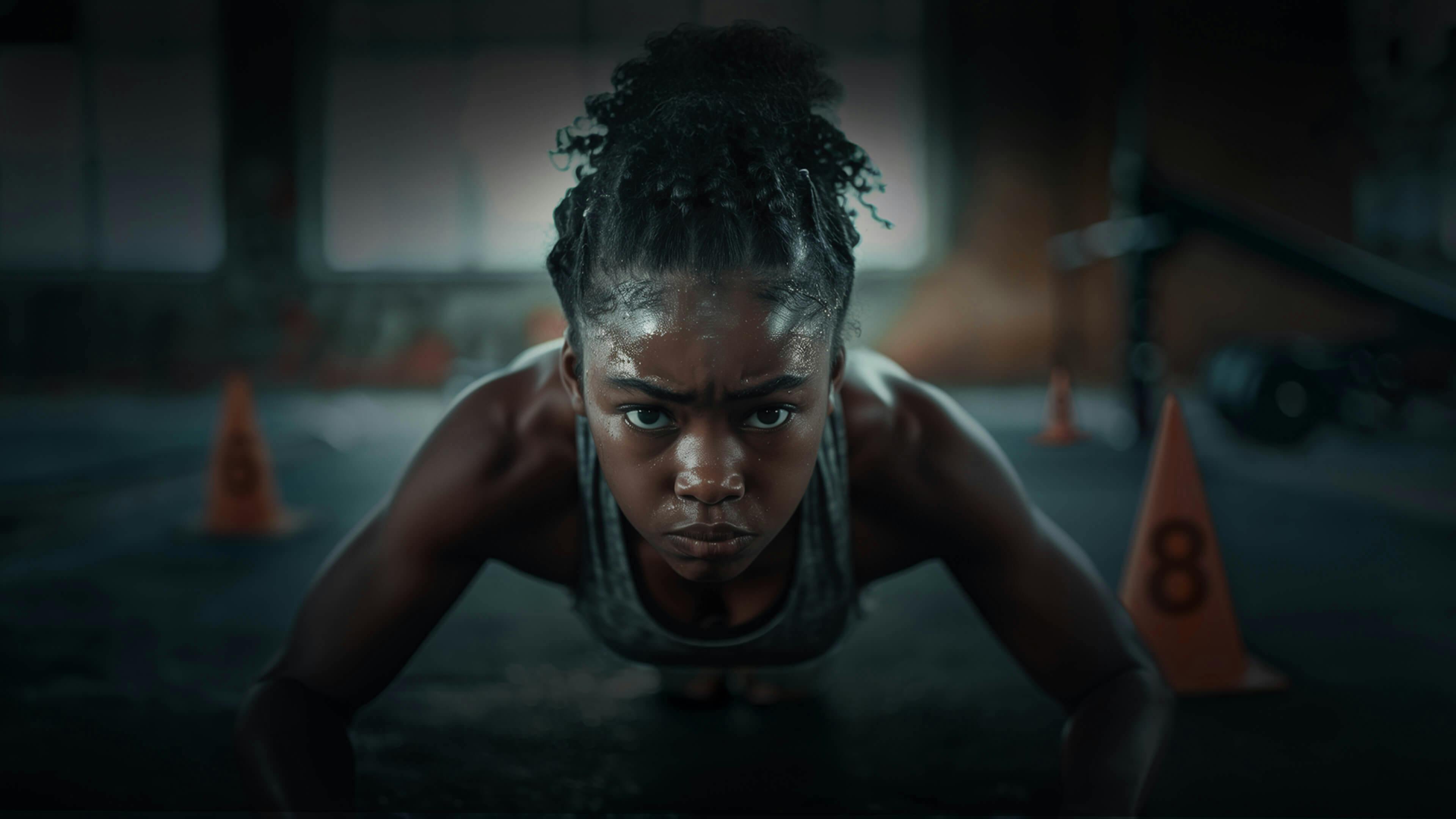 Girl doing a plank exercise