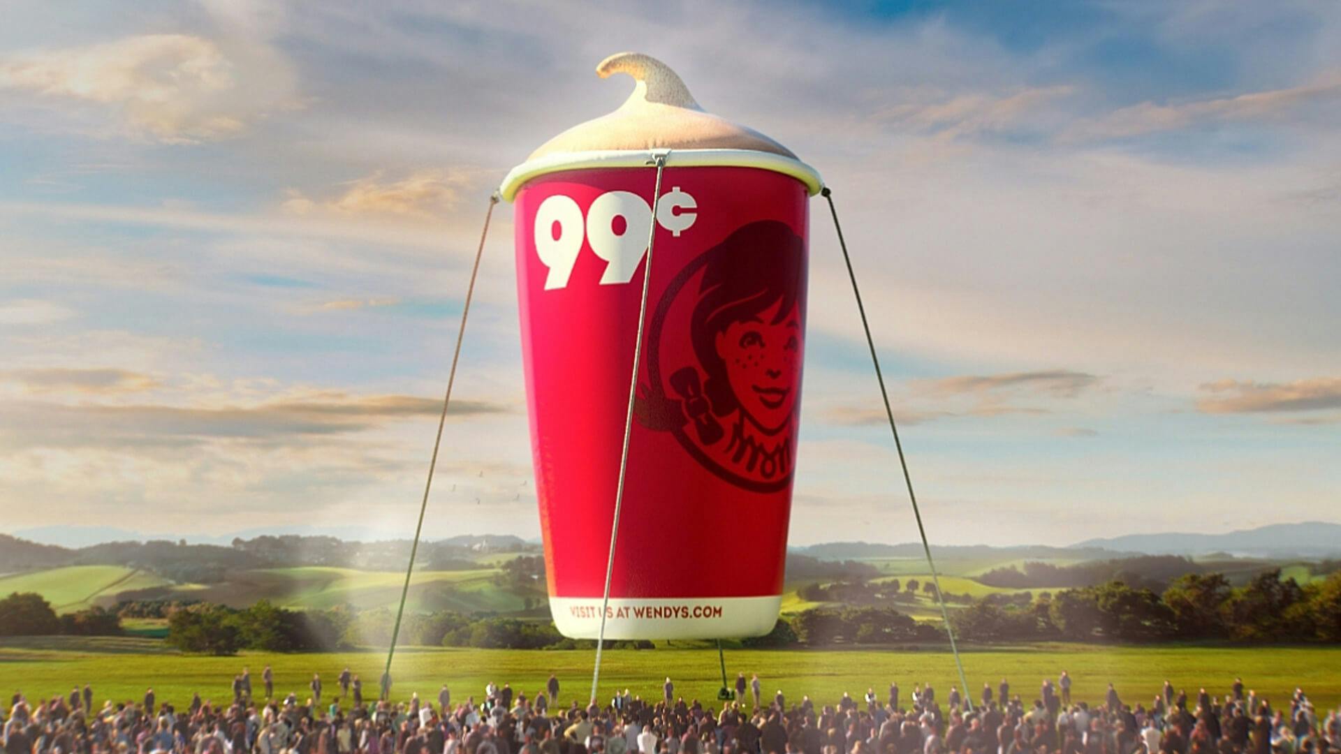 A giant inflatable Wendy's Frosty
