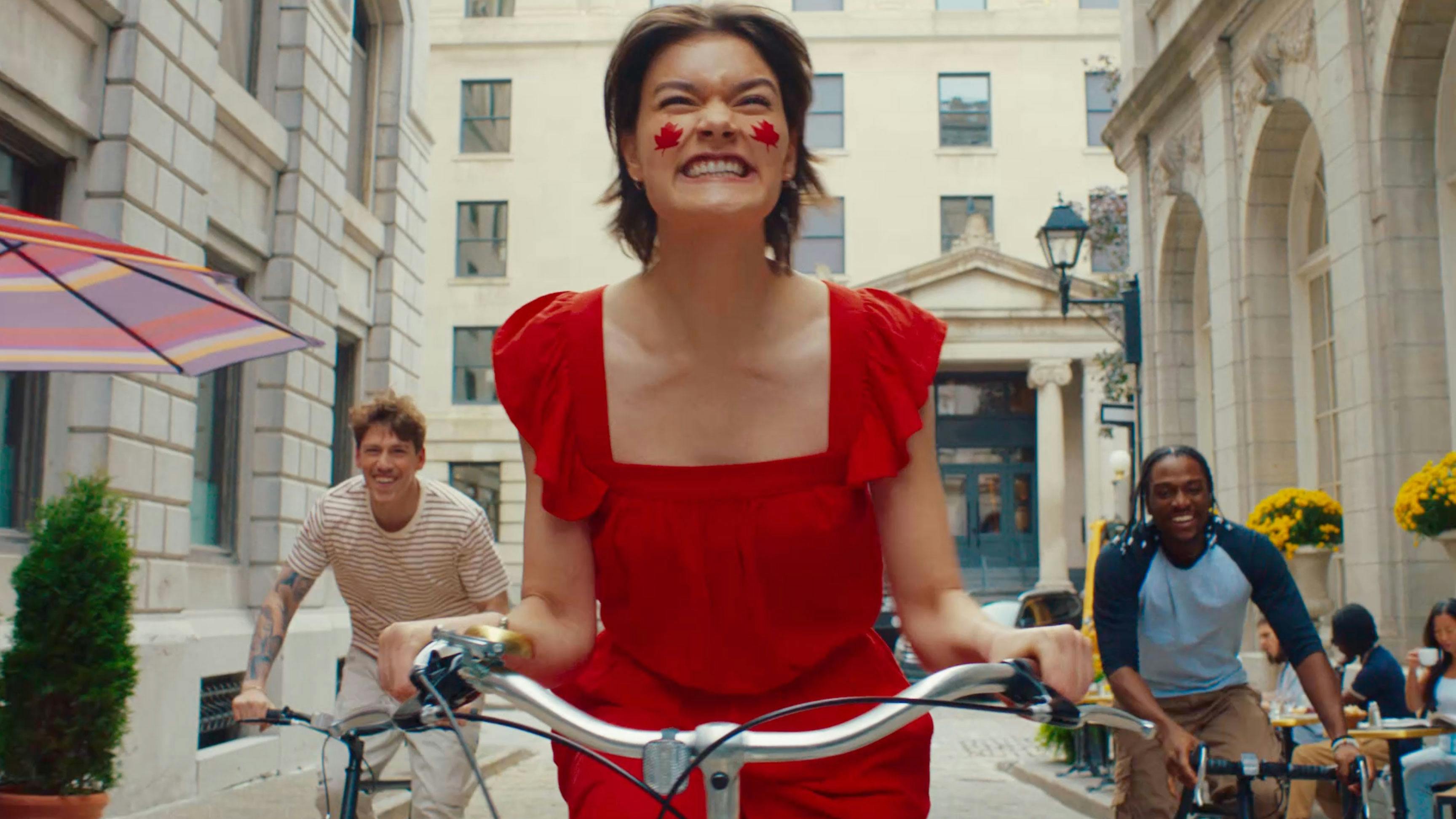 Girl riding bicycle