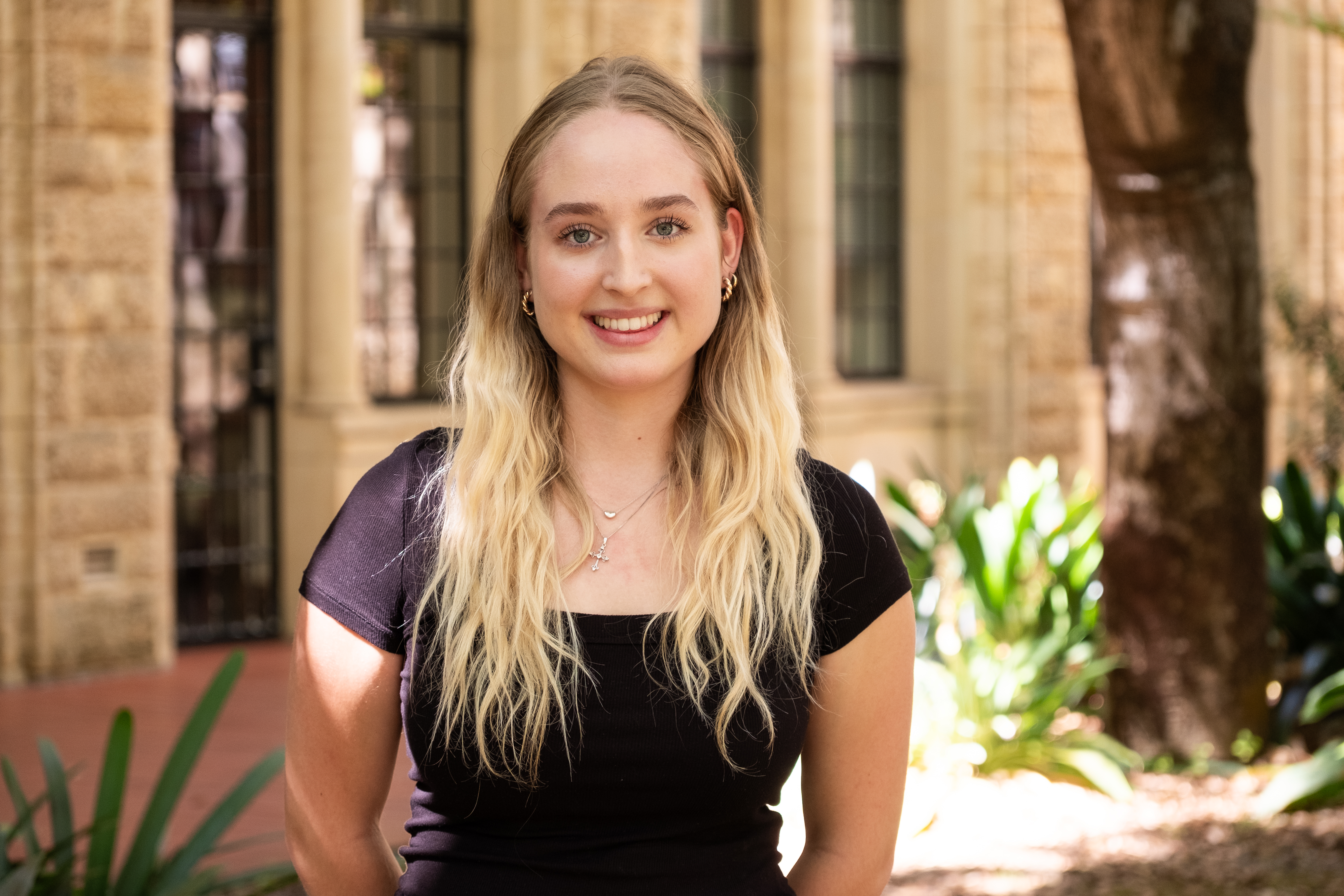 A photo of Mia Zekovic-Bosnjak at the University of Western Australia. Mia interned with Orana House women's refuge.