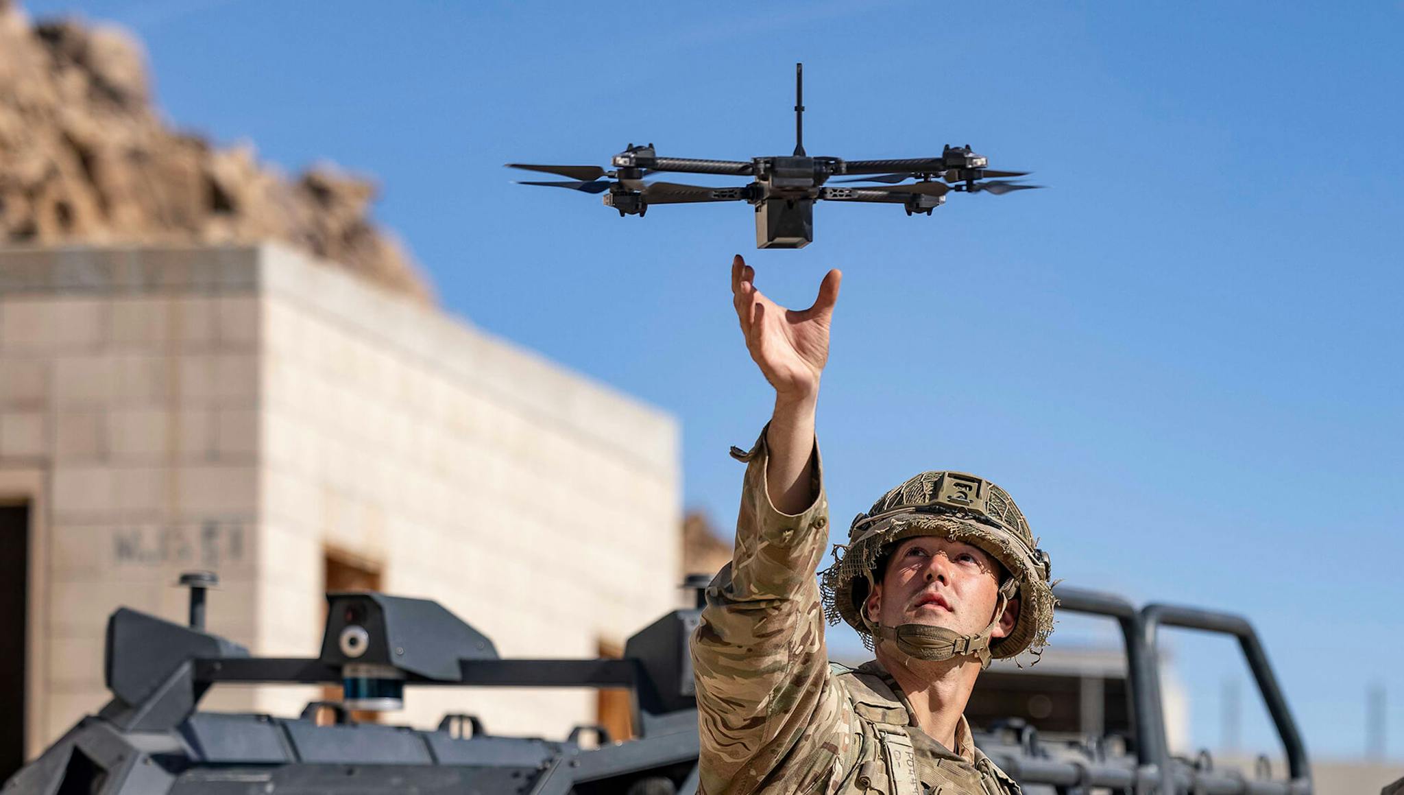 A man using a Skydio drone.