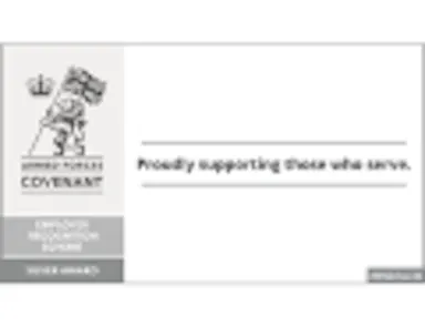 Silver Award badge from the Ministry of Defence Employer Recognition Scheme, recognising employer support for the Armed Forces community