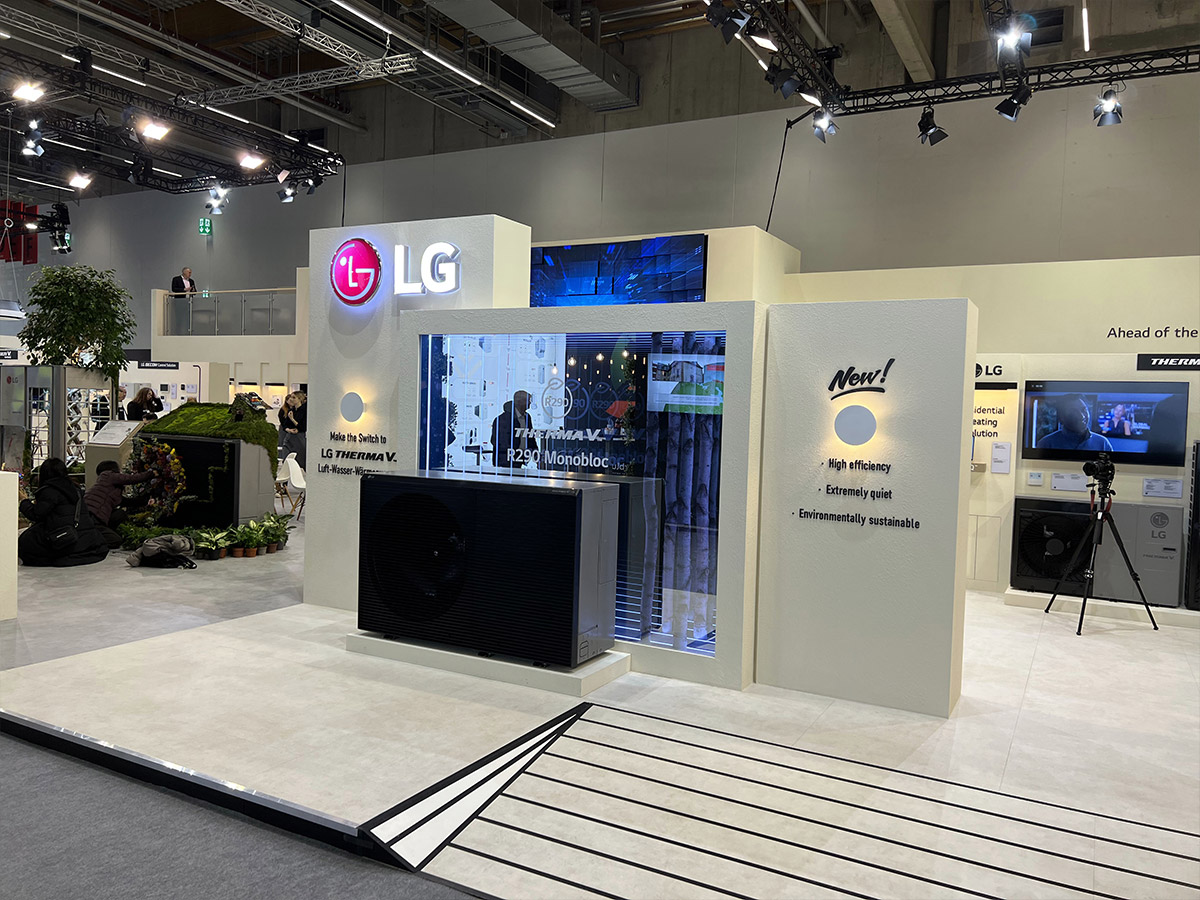 Ansicht der Produktdisplays von LG, die MDL expo gebaut hat.