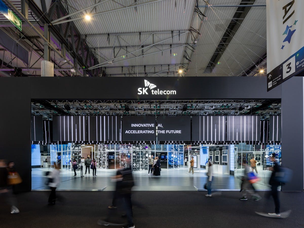 MDL expo exhibition booth for SK Telekom on WC 2024 in Barcelona.