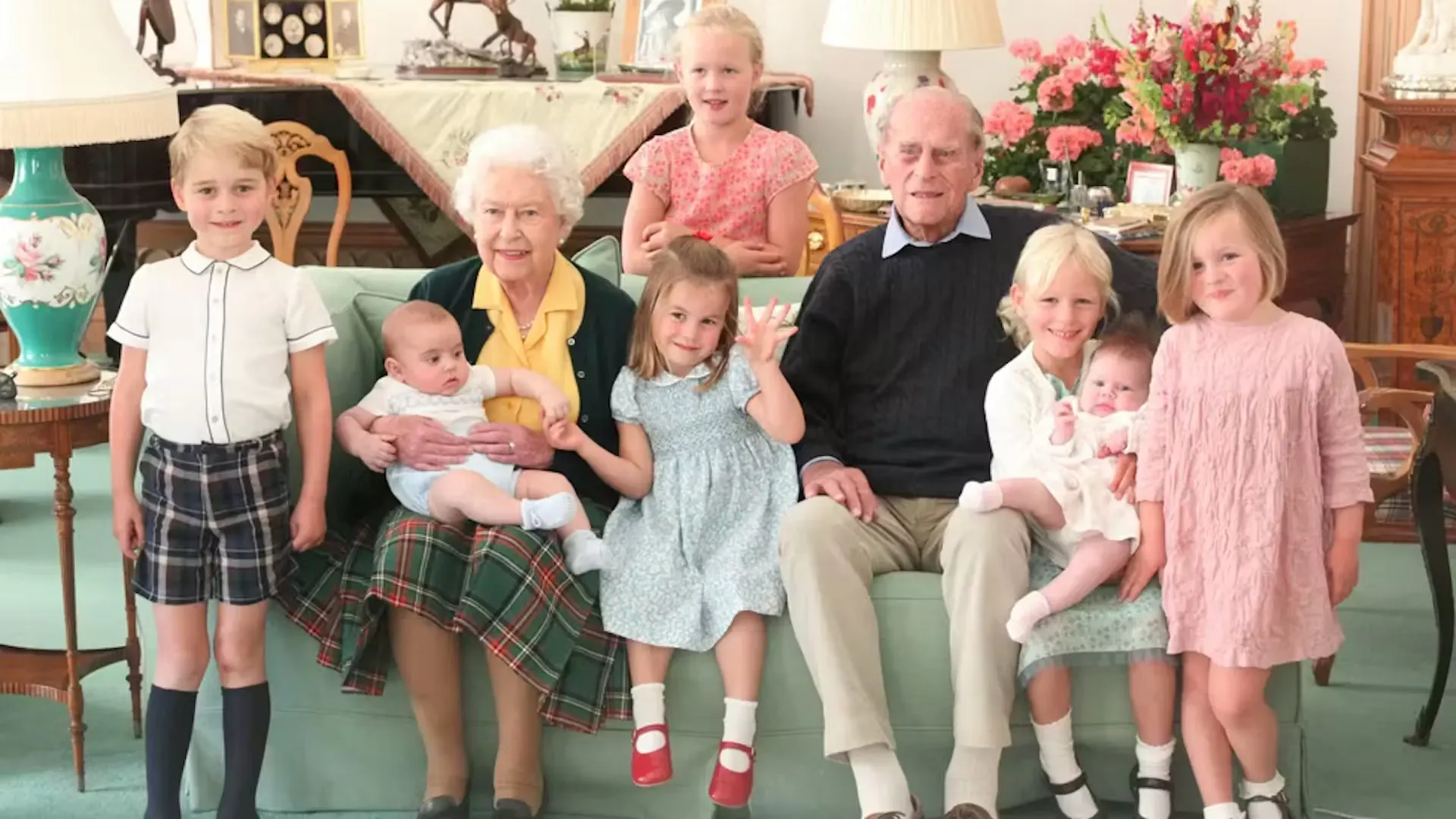 The Queen and Prince Philip with their great grand children