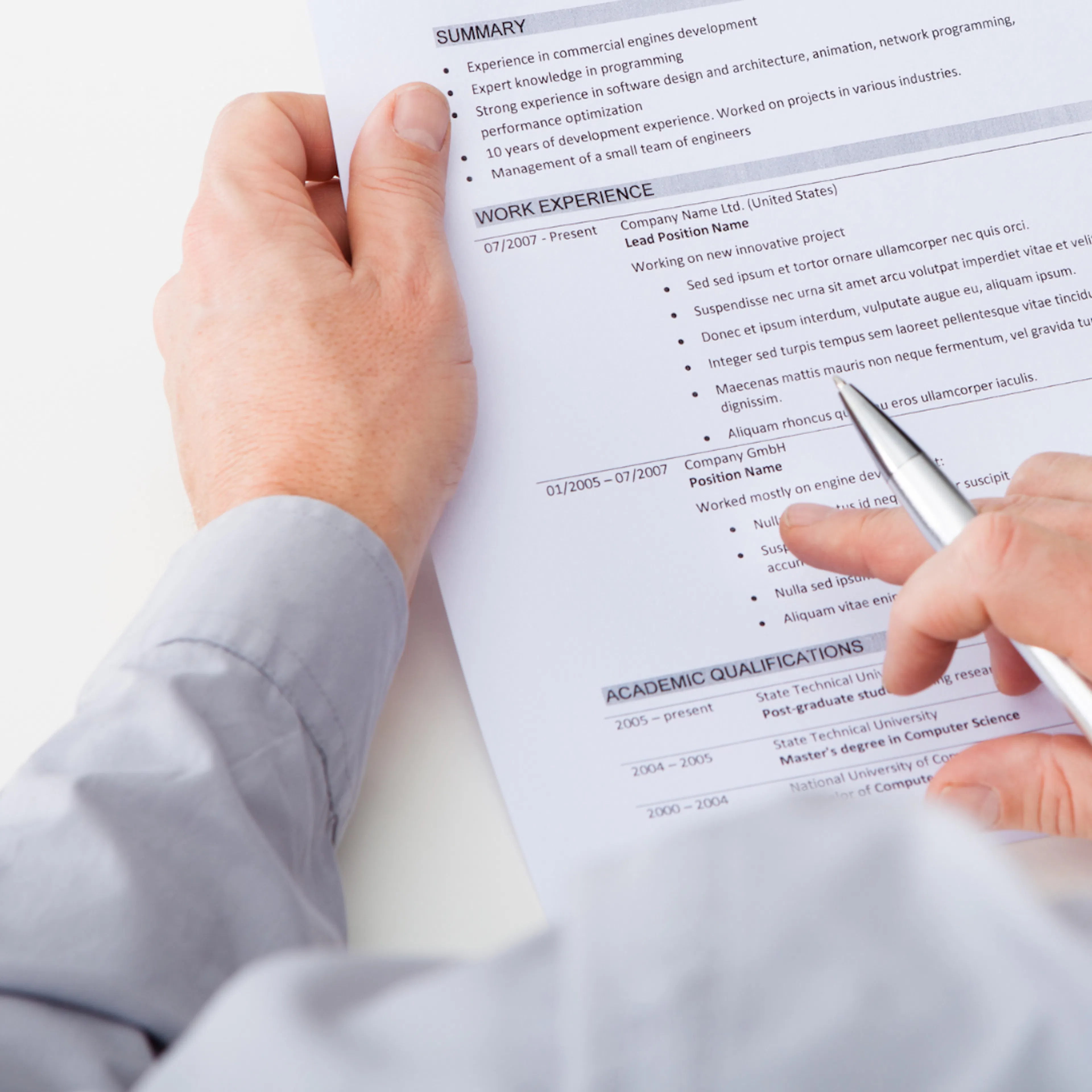 Looking over a shoulder at a CV