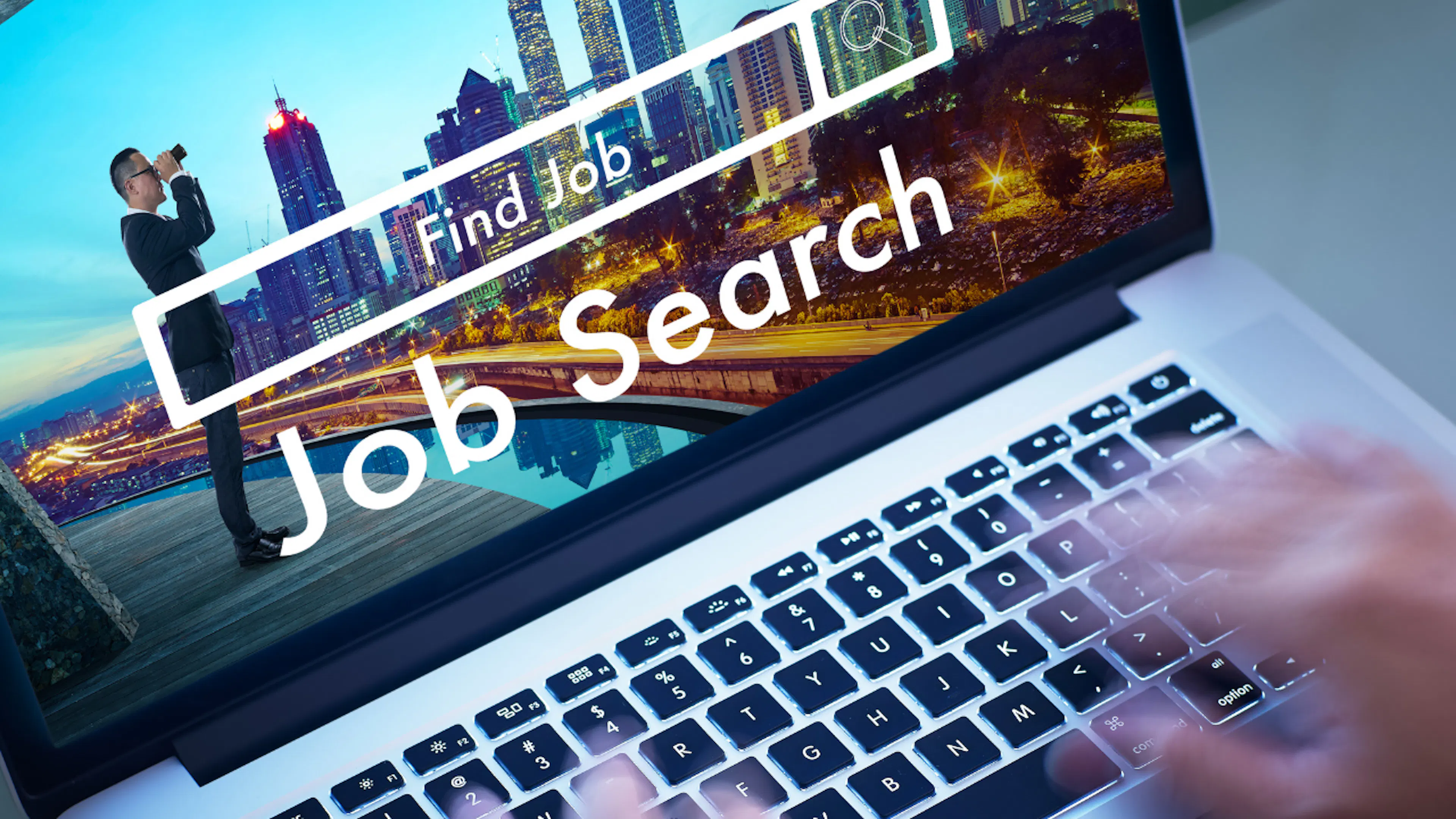 Laptop with job search screen
