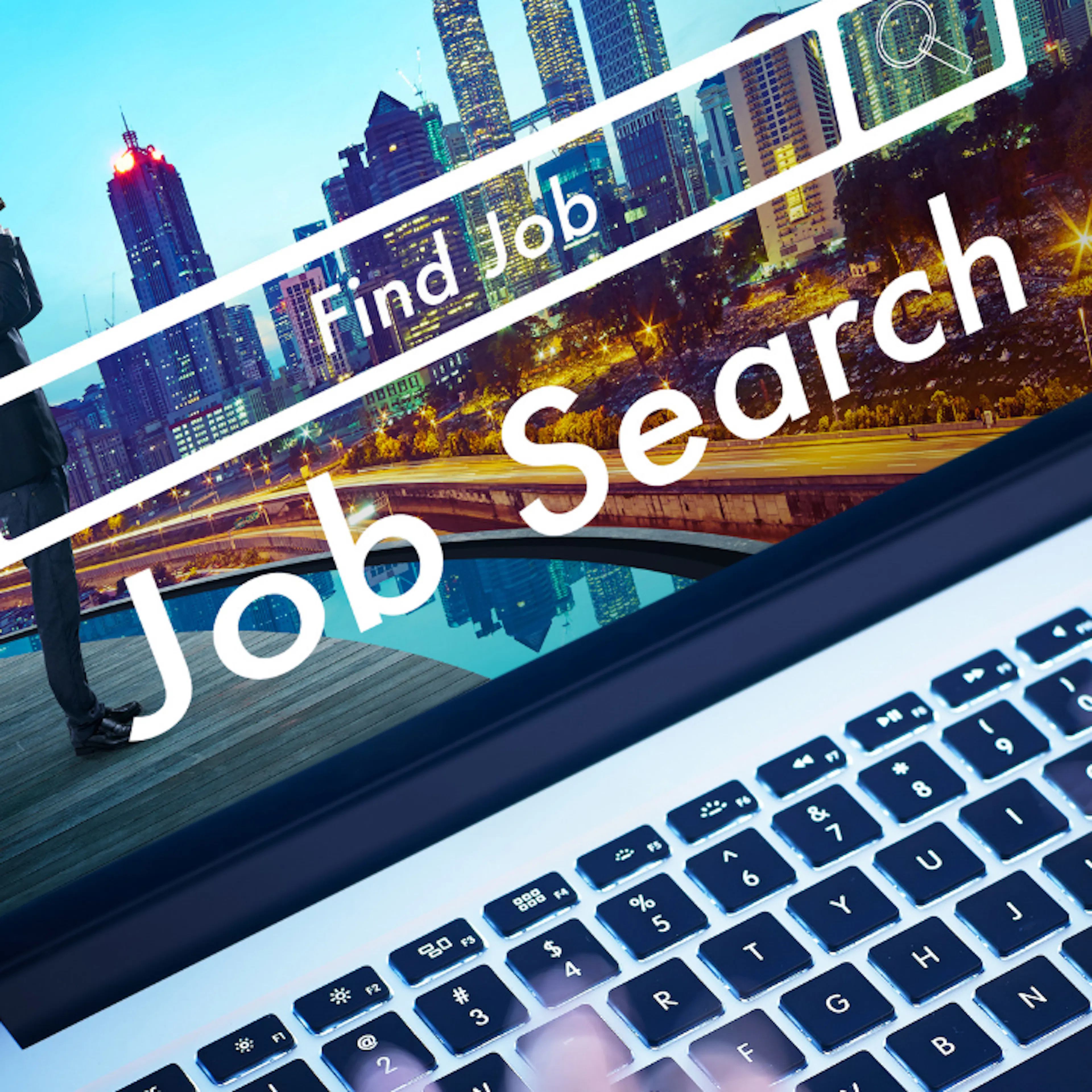 Laptop with job search screen