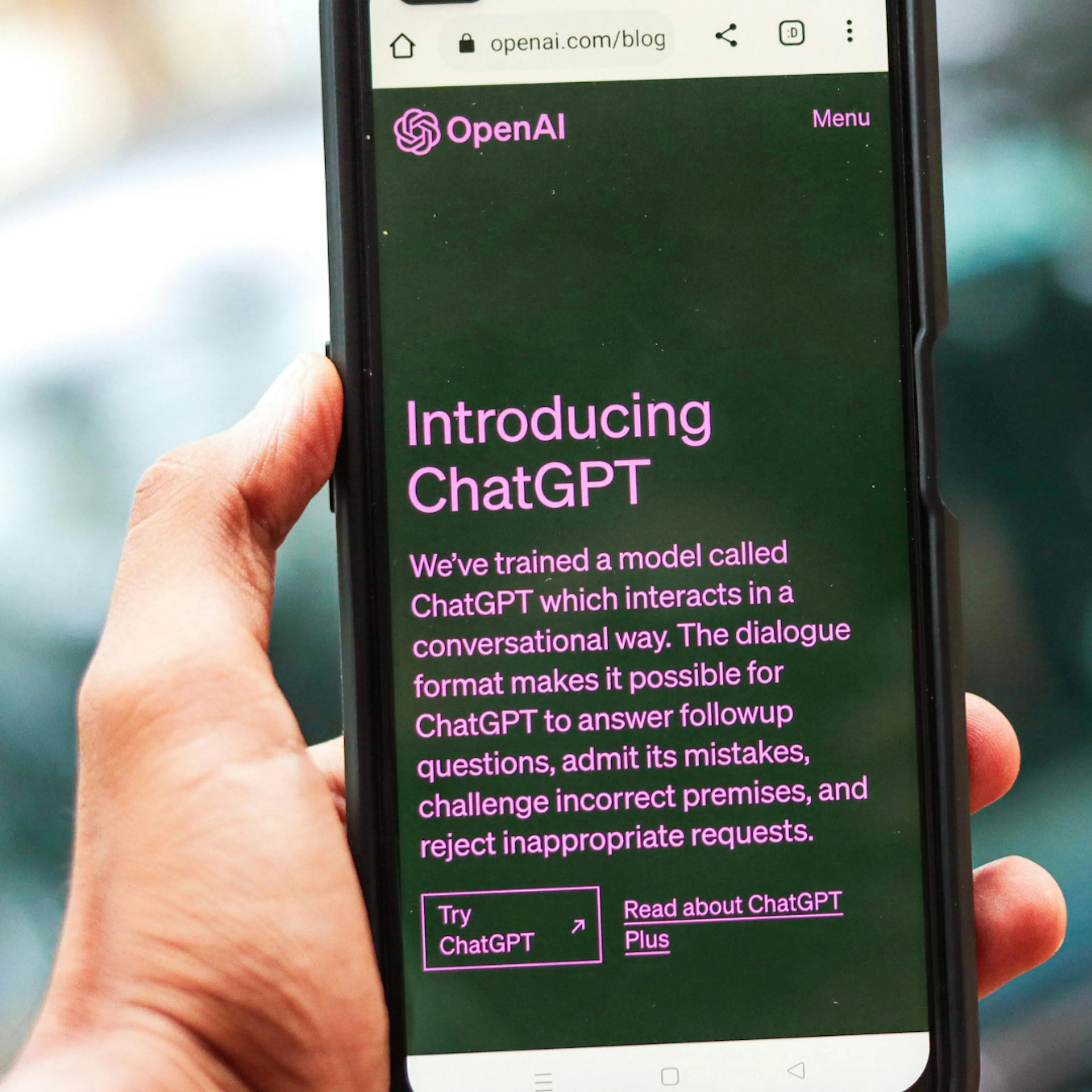 Chat GPT on a phone screen