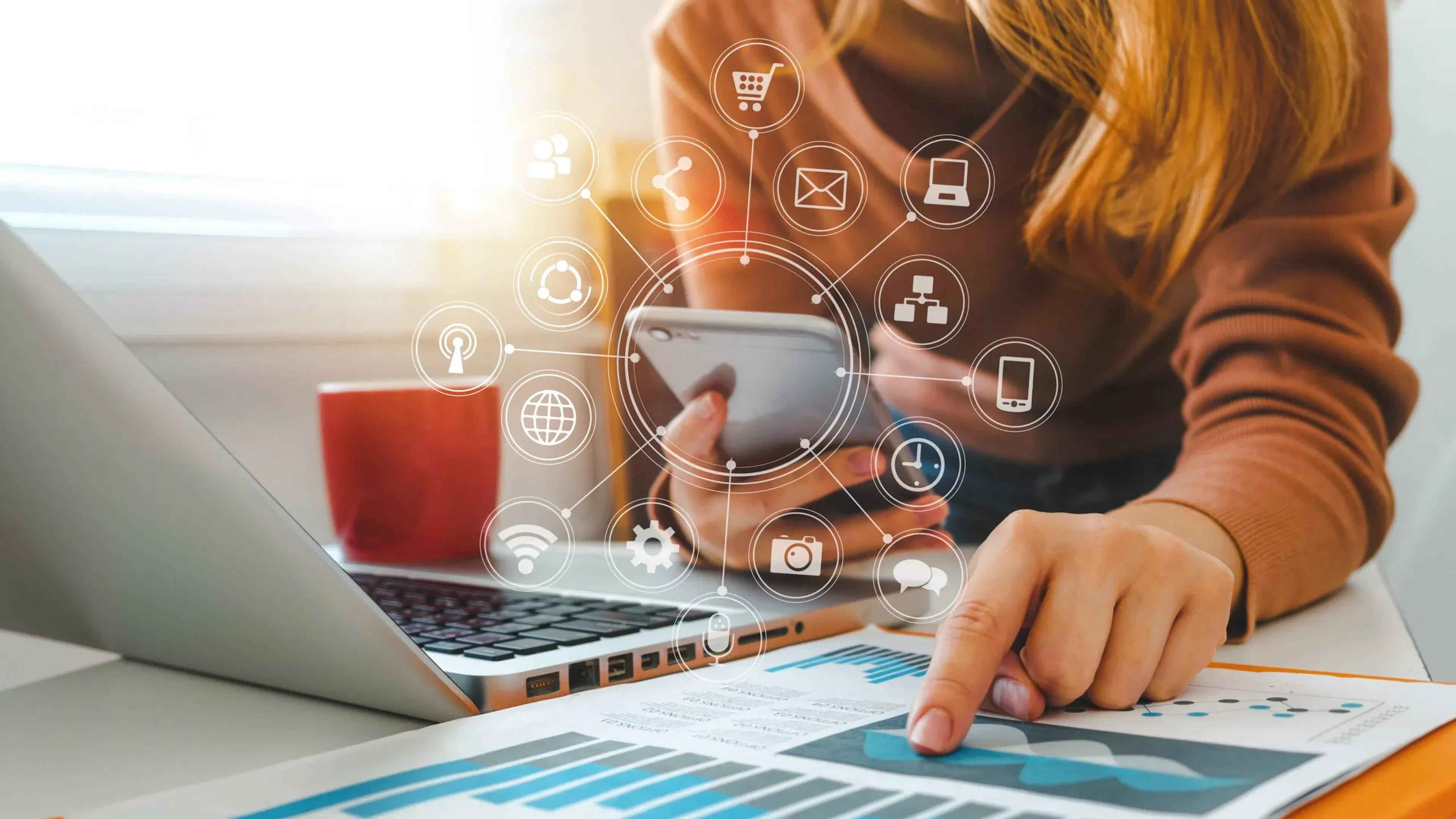 composite marketing image showing digital icons and datampsite marketing image showing digital icons and data