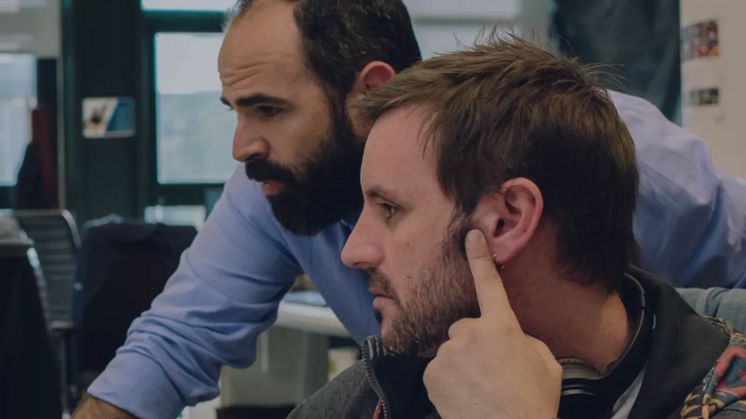 Two developers working on a project at The Workshop