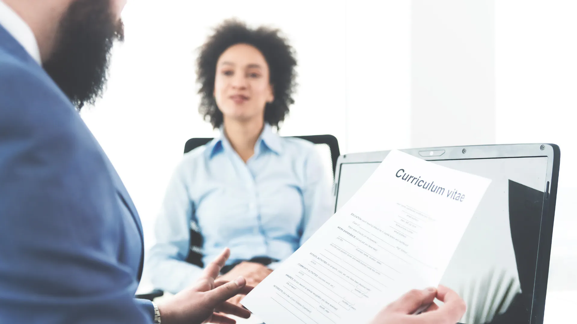 Close up of CV at an interview