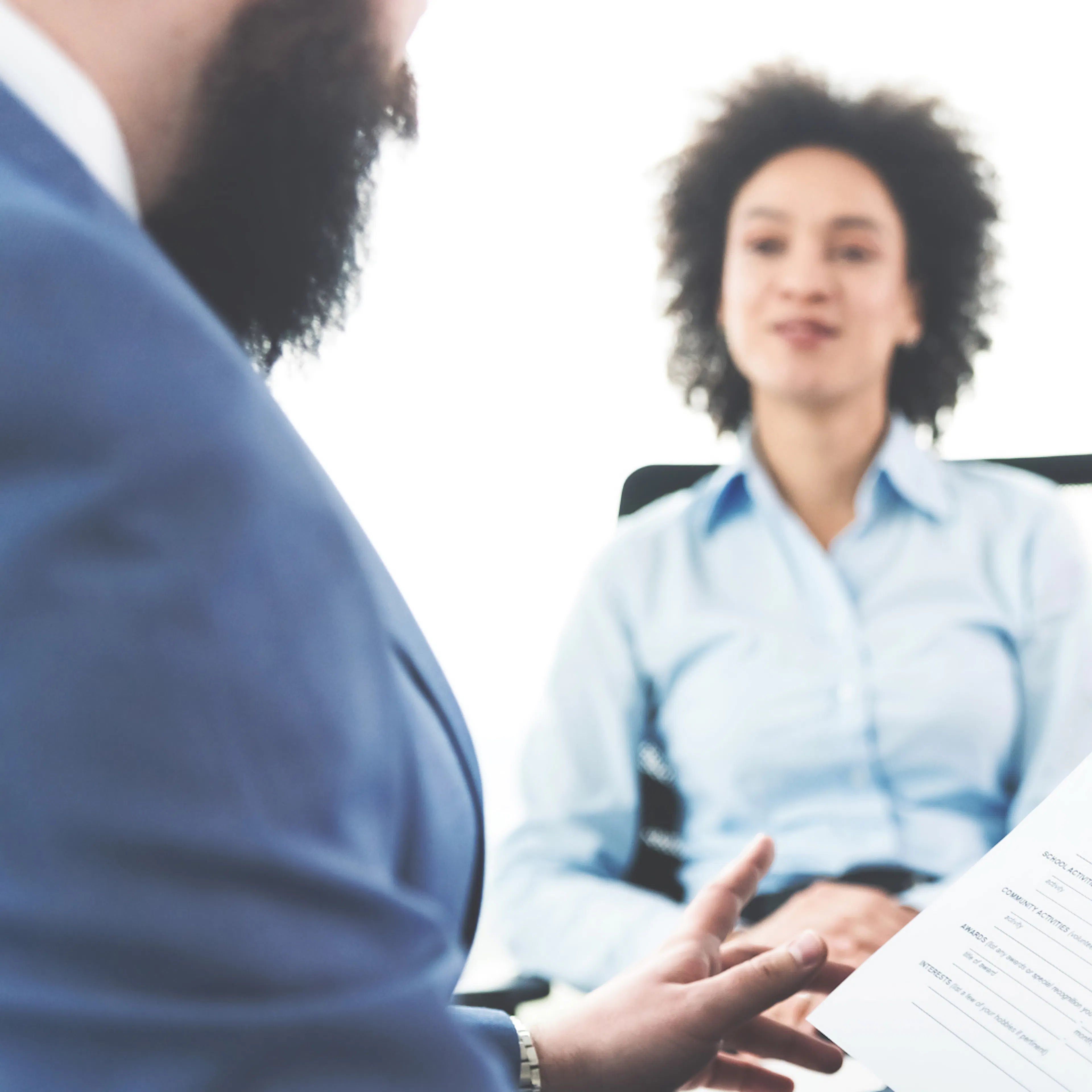 Close up of CV at an interview