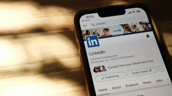LinkedIn being viewed on a phone