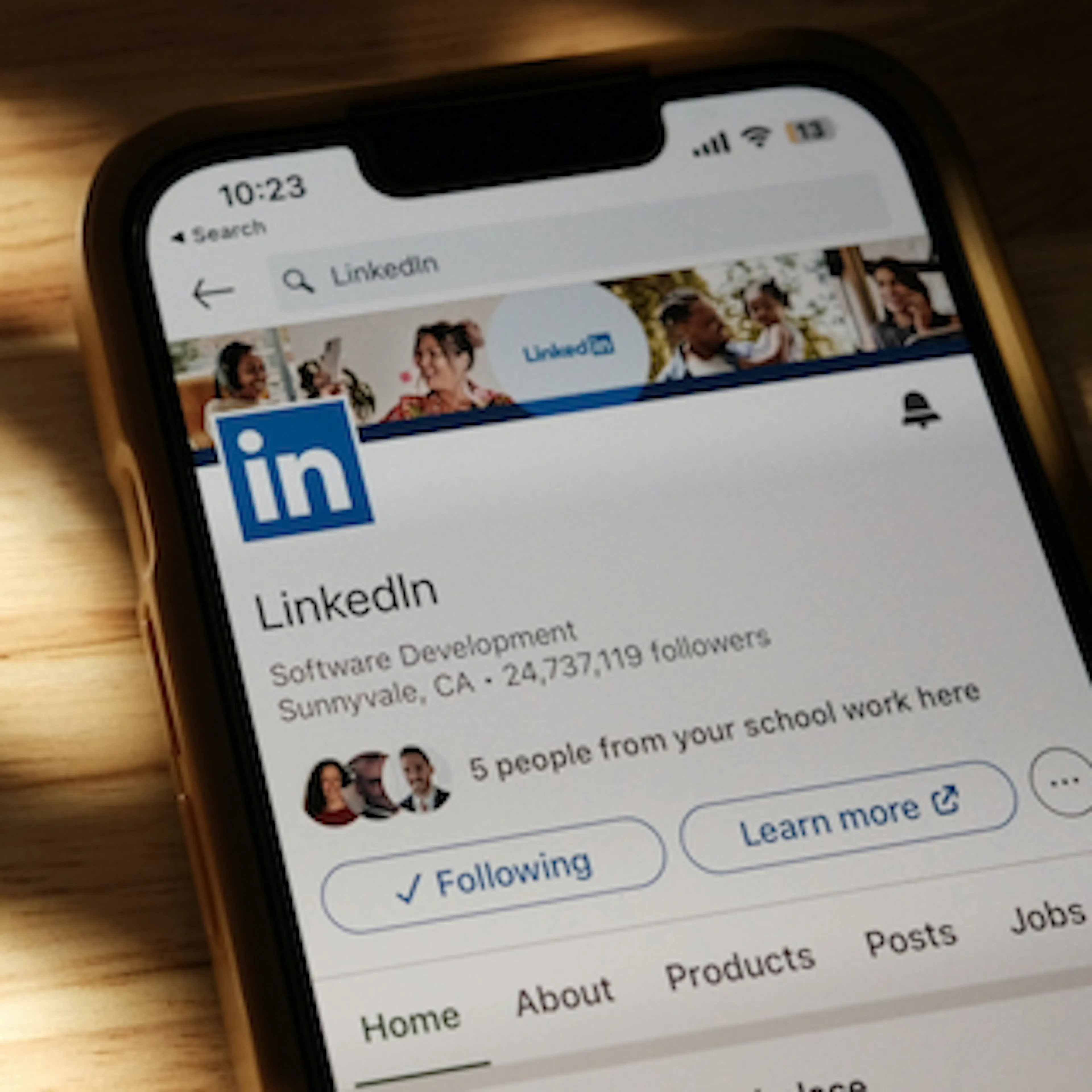 LinkedIn being viewed on a phone