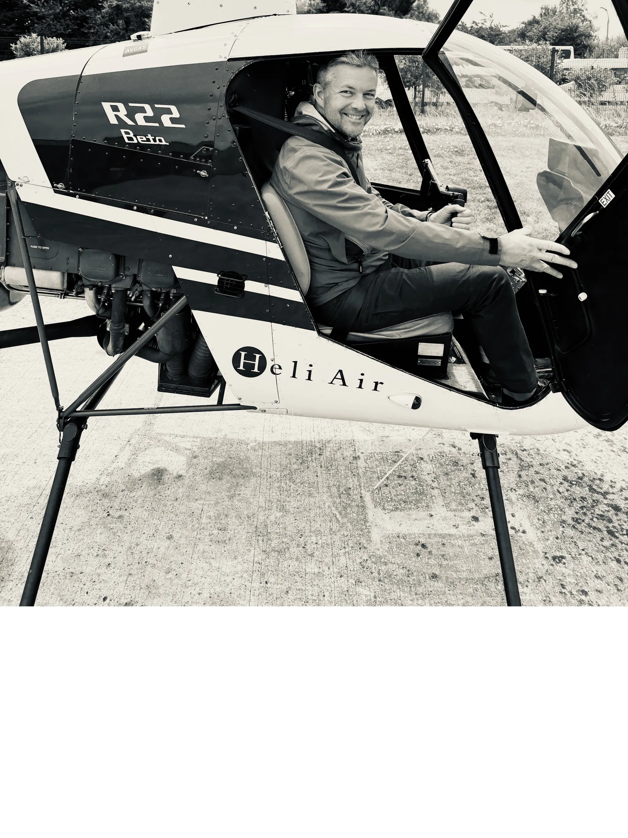 Adrian Whitcombe - sitting in a chopper