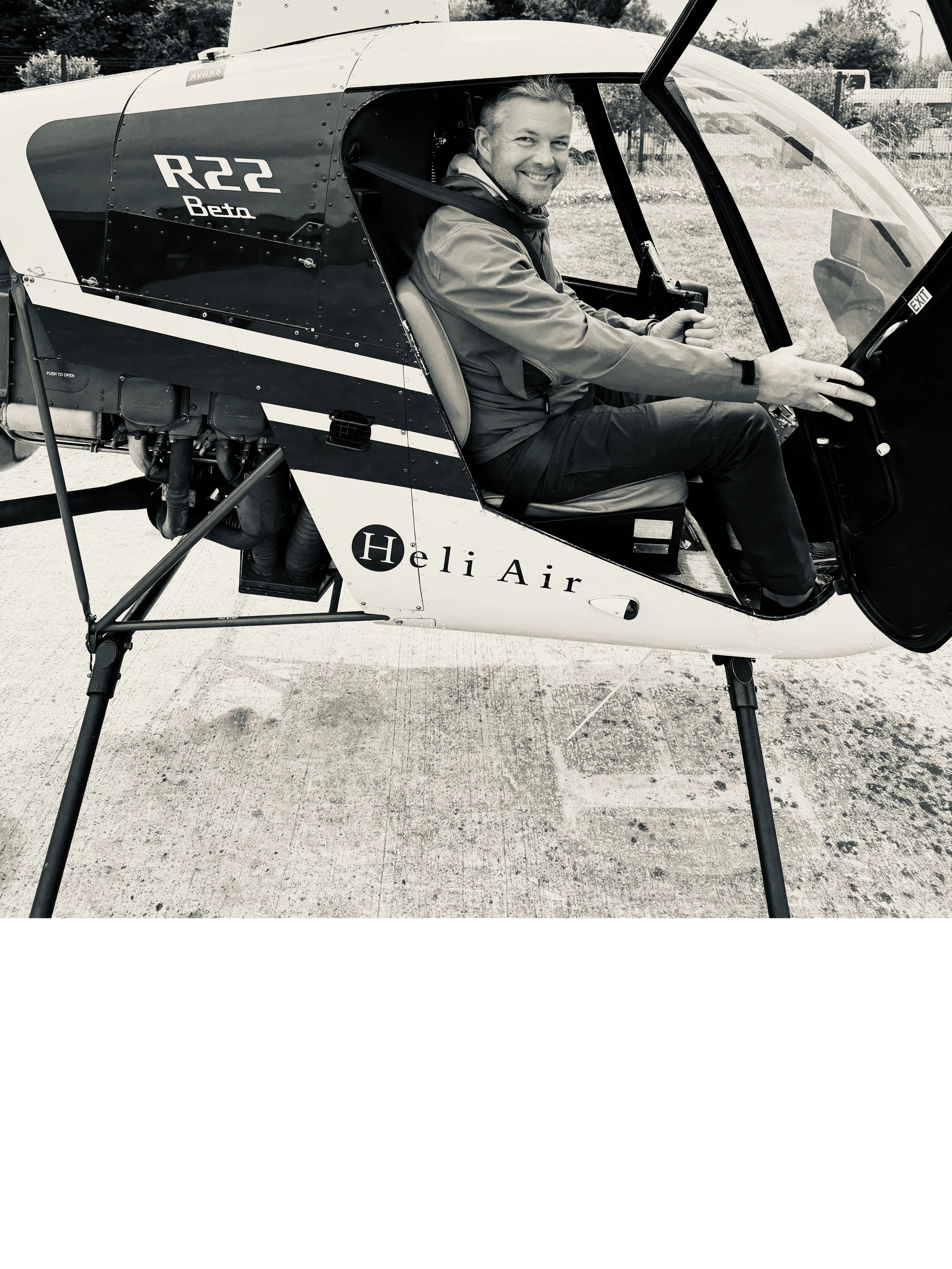 Adrian Whitcombe - sitting in a chopper