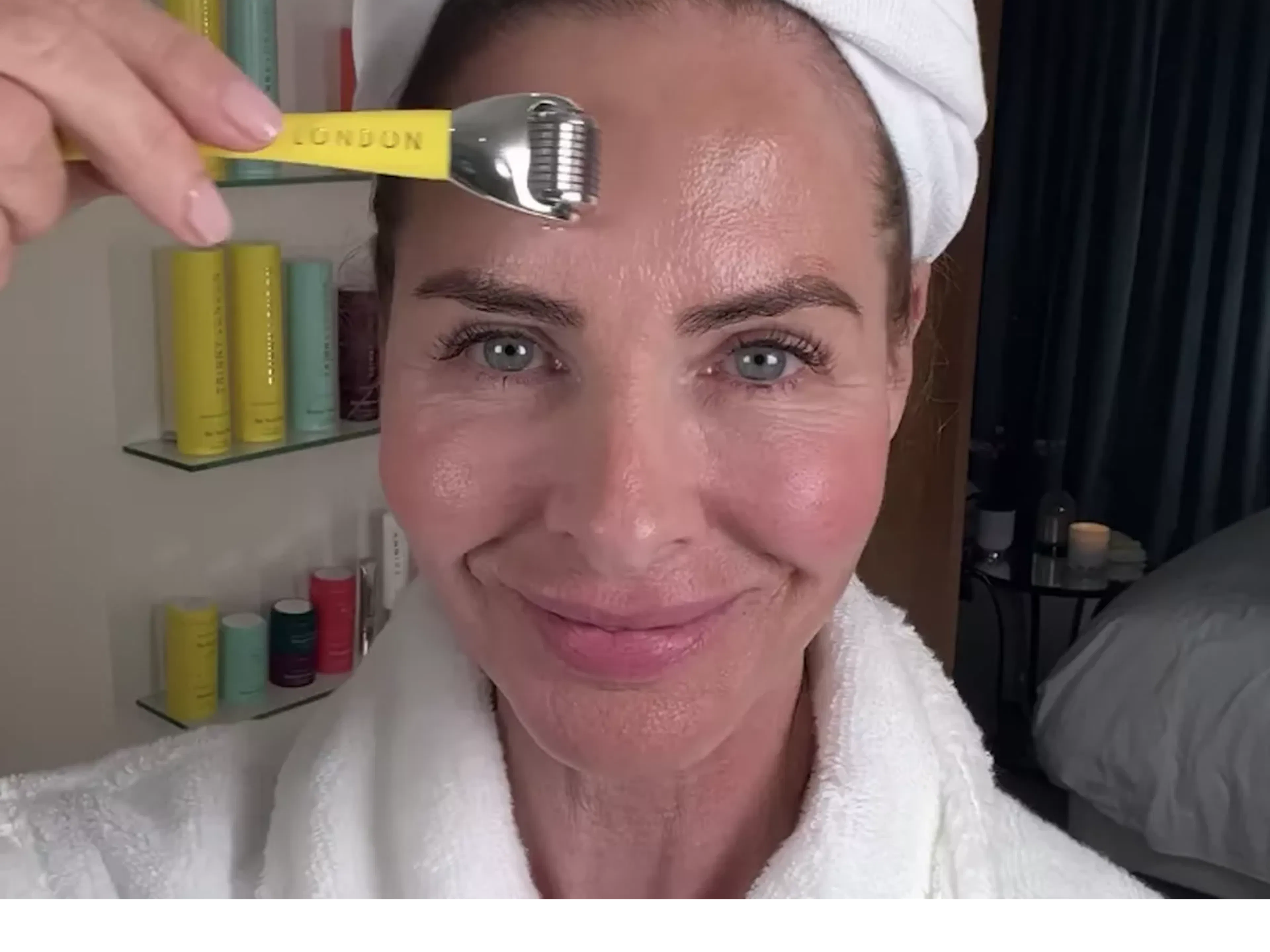 Trinny using a Trinny London branded micro needle.