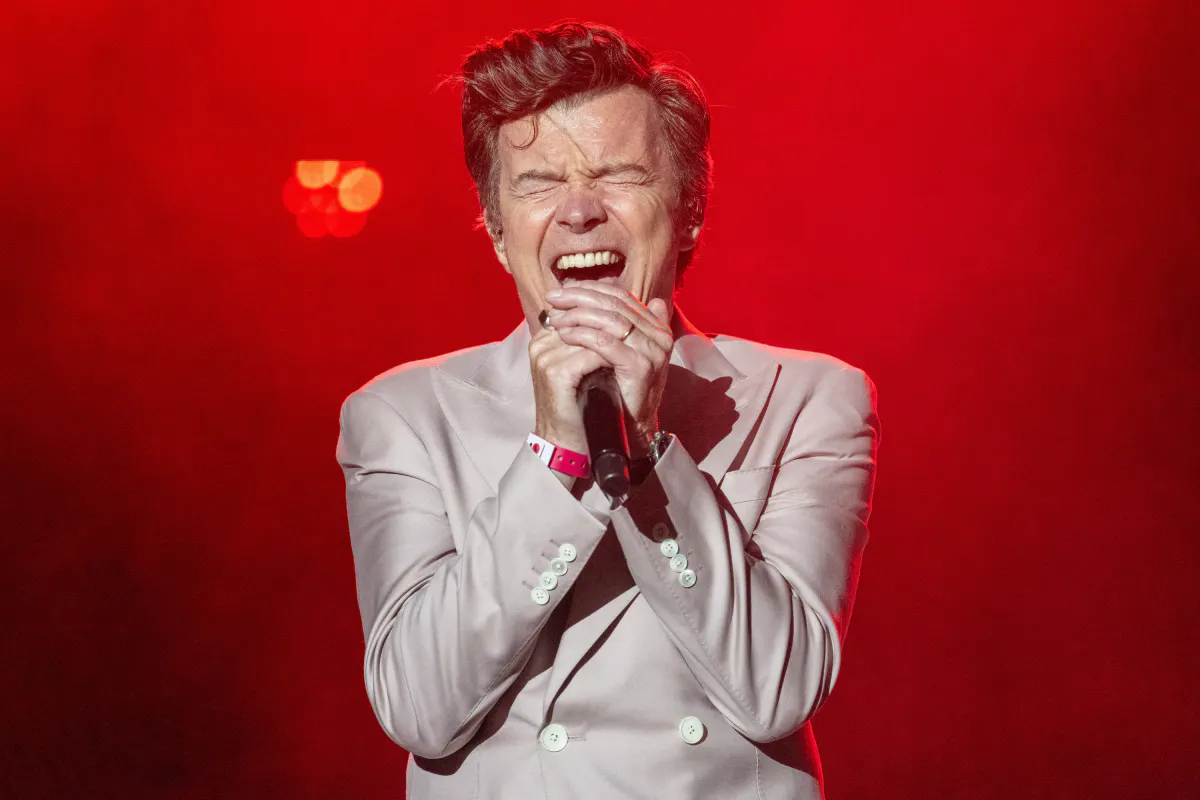 Rick Astley performs at Carfest.