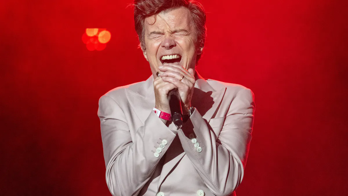Rick Astley performs at Carfest.
