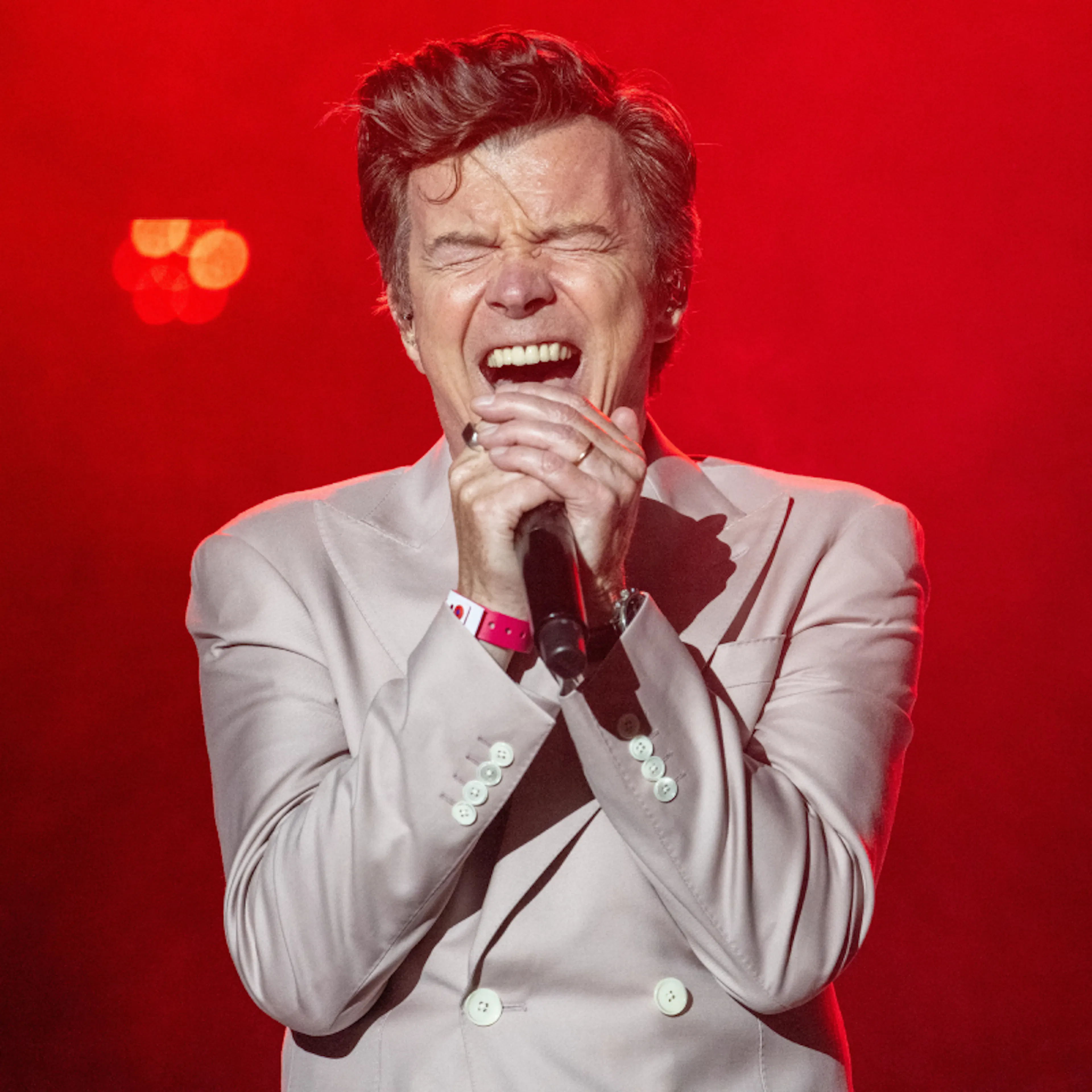 Rick Astley performs at Carfest. 