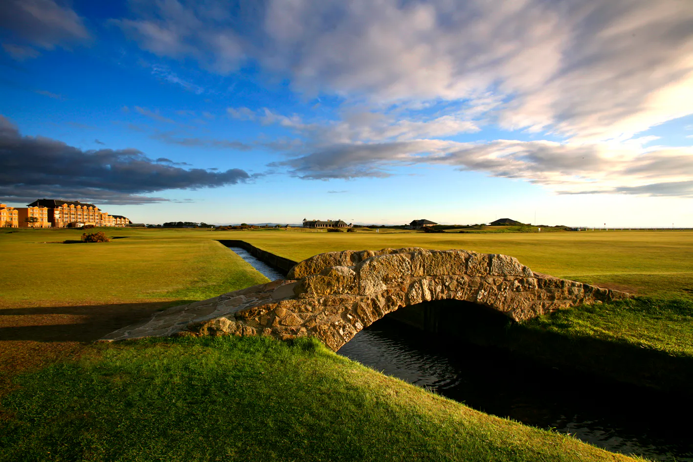 A traditional stone footbridge at St Andrews Links golf course