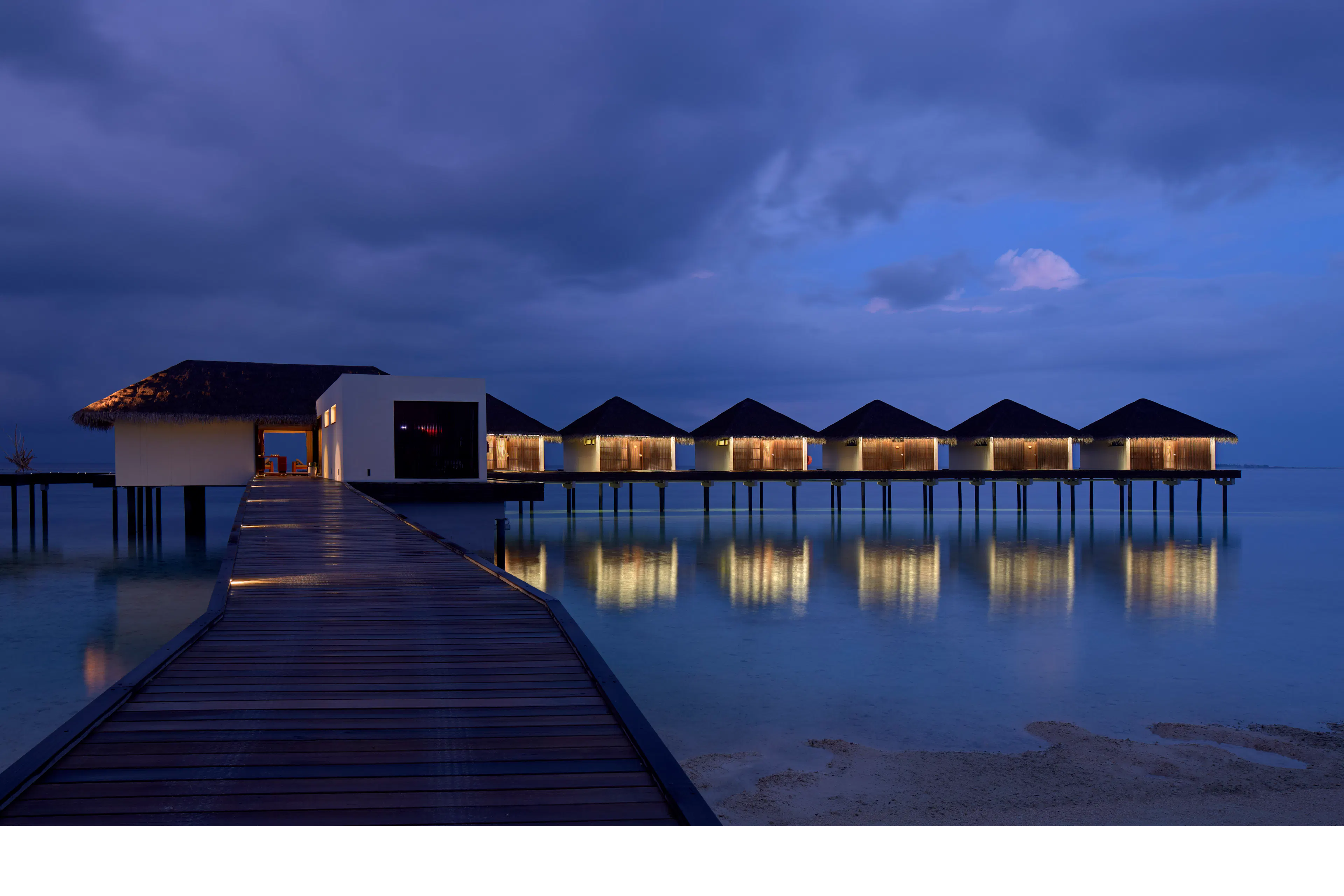 Exterior of the Spa buildings at night